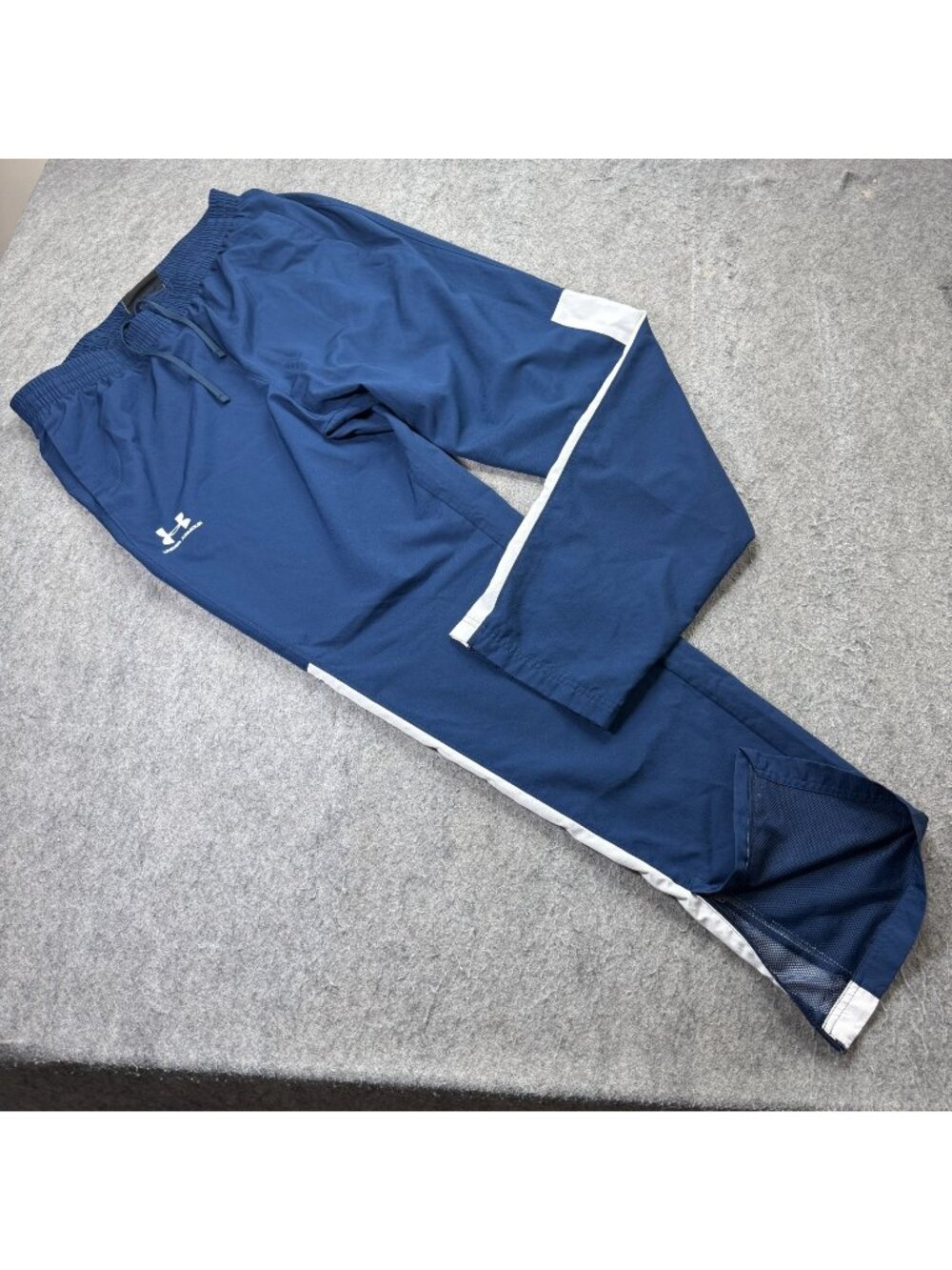 Under Armour Windbreaker Track Pants Men XL Blue 34" Ankle Zip Vital Ripstop b64